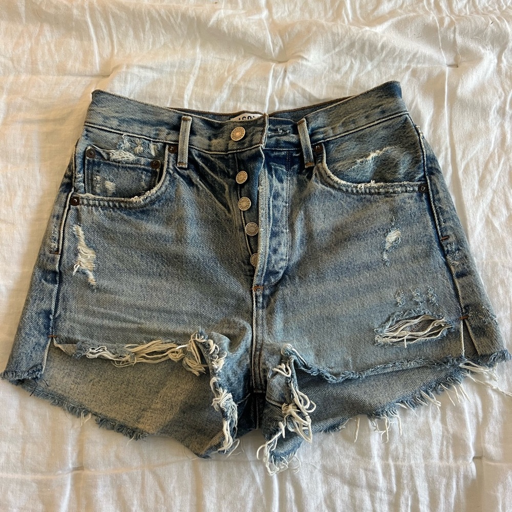 Agolde light wash denim shorts